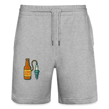 Zündkerze verbunden mit Flasche - Stanley/Stella Unisex Bio Joggingshorts Trainer  - Grau meliert - Vorne - Nik (191cm) & Marisol (170cm)