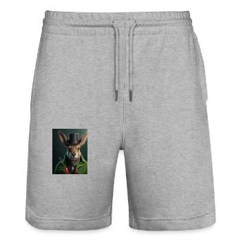 Bunny Mafia - Stanley/Stella Trainer Unisex Organic Jogging Shorts - heather grey - Front - Nik (191cm) & Marisol (170cm)