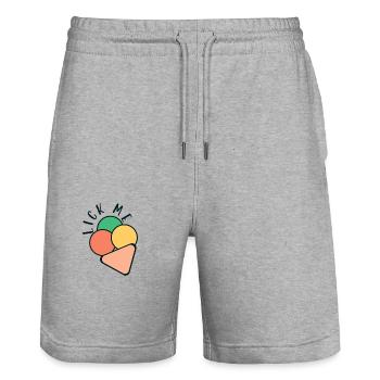 Ice cream- a Cute Logo - Stanley/Stella Trainer Unisex Organic Jogging Shorts - heather grey - Front - Nik (191cm) & Marisol (170cm)