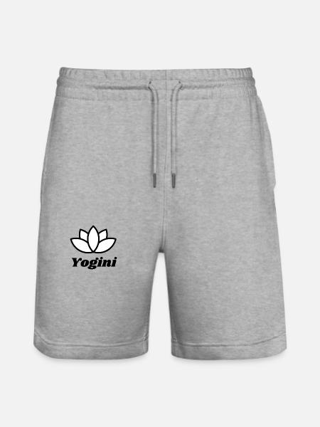 Yogini Lotus Black White - Stanley/Stella Trainer Unisex Organic Jogging Shorts - heather grey