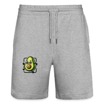 Sweet Avocado - Stanley/Stella Trainer Unisex Organic Jogging Shorts - heather grey - Front - Nik (191cm) & Marisol (170cm)