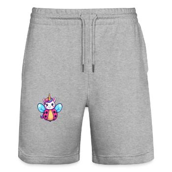 Einhornmarienkäfer - Stanley/Stella Unisex Bio Joggingshorts Trainer  - Grau meliert - Vorne - Nik (191cm) & Marisol (170cm)