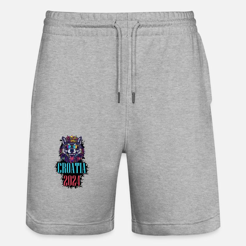 Croatie 2024 Vacances Loup - Short de jogging bio TRAINER Stanley/Stella unisexe - gris chiné