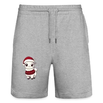 Alpaca Llama Christmas Comic - Stanley/Stella Trainer Unisex Organic Jogging Shorts - heather grey - Front - Nik (191cm) & Marisol (170cm)