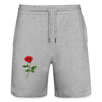 Rose Love Valentine's Day - Stanley/Stella Trainer Unisex Organic Jogging Shorts - heather grey - Front - Nik (191cm) & Marisol (170cm)