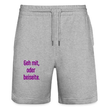 Walk with or aside - Stanley/Stella Trainer Unisex Organic Jogging Shorts - heather grey - Front - Nik (191cm) & Marisol (170cm)