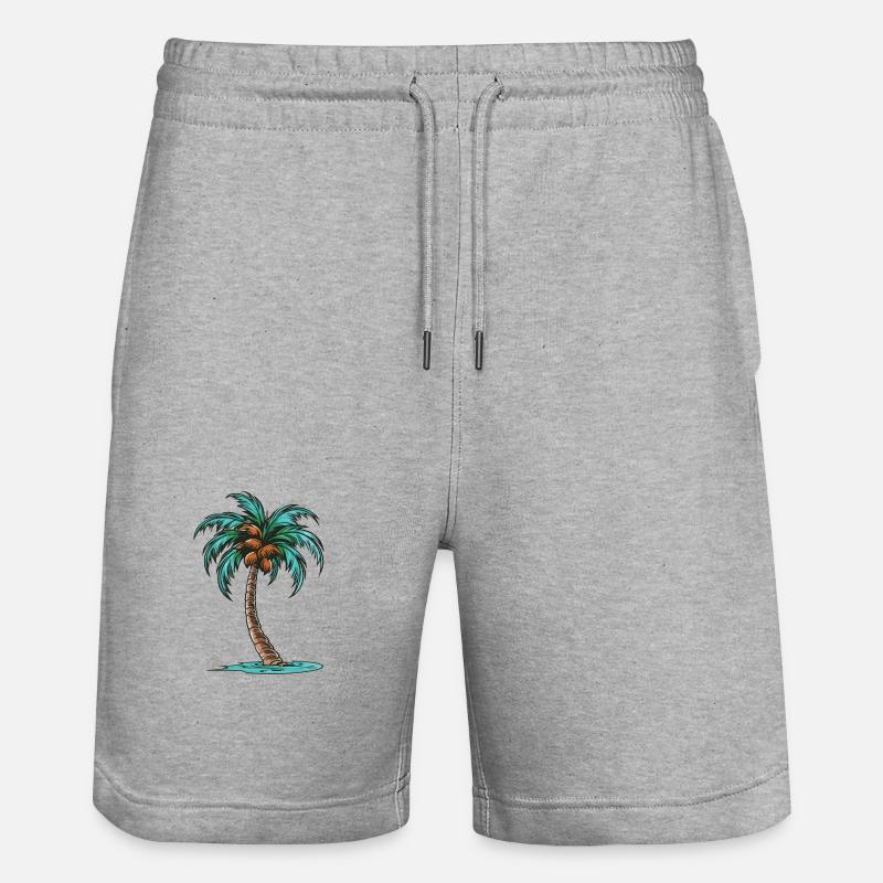 Palm Tree Icon - Stanley/Stella Trainer Unisex Organic Jogging Shorts - heather grey