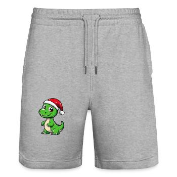 Dinosaure brontosaure Noël Noël - Short de jogging bio TRAINER Stanley/Stella unisexe - gris chiné - Devant - Nik (191cm) & Marisol (170cm)
