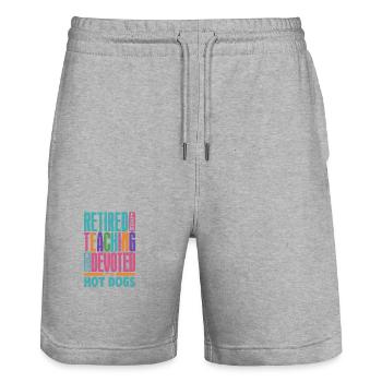 Retraité de l’enseignement et se consacre maintenant aux hot-dogs - Short de jogging bio TRAINER Stanley/Stella unisexe - gris chiné - Devant - Nik (191cm) & Marisol (170cm)