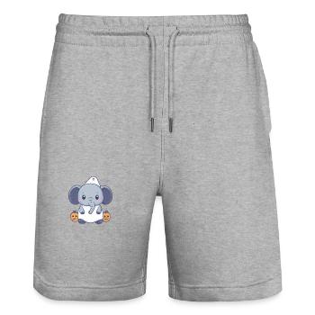 Elefant Halloween Lustig Geist - Stanley/Stella Unisex Bio Joggingshorts Trainer  - Grau meliert - Vorne - Nik (191cm) & Marisol (170cm)