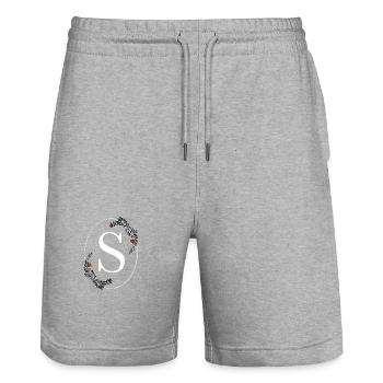 Letter S - Stanley/Stella Trainer Unisex Organic Jogging Shorts - heather grey - Front - Nik (191cm) & Marisol (170cm)