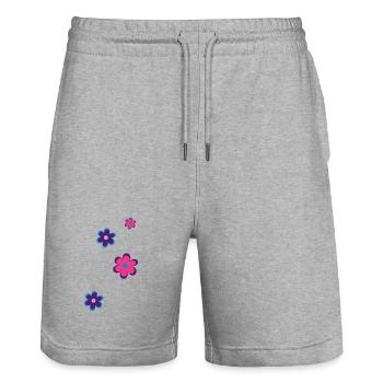 Blumen - Stanley/Stella Unisex Bio Joggingshorts Trainer  - Grau meliert - Vorne - Nik (191cm) & Marisol (170cm)