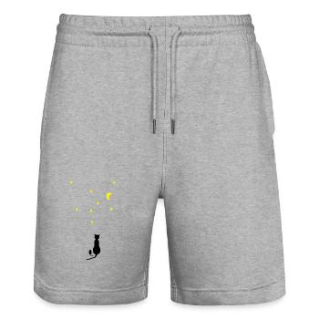 Katz und Maus - Stanley/Stella Unisex Bio Joggingshorts Trainer  - Grau meliert - Vorne - Nik (191cm) & Marisol (170cm)