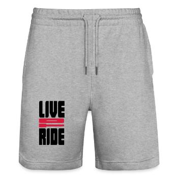 biker - Stanley/Stella Trainer Unisex Organic Jogging Shorts - heather grey - Front - Nik (191cm) & Marisol (170cm)