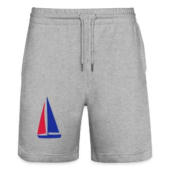 sailboat - Stanley/Stella Trainer Unisex Organic Jogging Shorts - heather grey - Front - Nik (191cm) & Marisol (170cm)