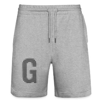 G letter initial letter dots gift - Stanley/Stella Trainer Unisex Organic Jogging Shorts - heather grey - Front - Nik (191cm) & Marisol (170cm)