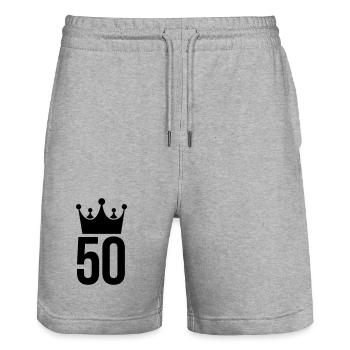 50 années abraham - Short de jogging bio TRAINER Stanley/Stella unisexe - gris chiné - Devant - Nik (191cm) & Marisol (170cm)