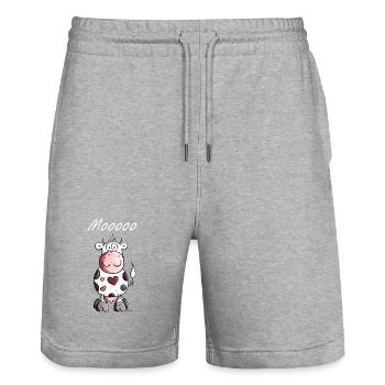 Mooo Kuh - Stanley/Stella Unisex Bio Joggingshorts Trainer  - Grau meliert - Vorne - Nik (191cm) & Marisol (170cm)