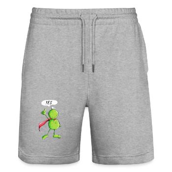 Super Frog - Frogs - Comic - Cartoon - Stanley/Stella Trainer Unisex Organic Jogging Shorts - heather grey - Front - Nik (191cm) & Marisol (170cm)