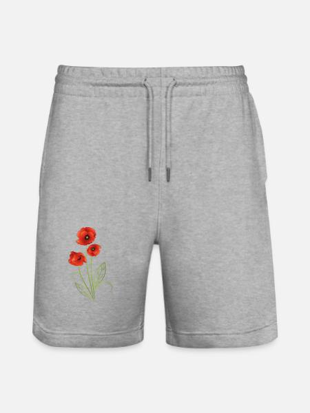 Rote Mohnblumen Mohn Sommer - Stanley/Stella Unisex Bio Joggingshorts Trainer - Grau meliert