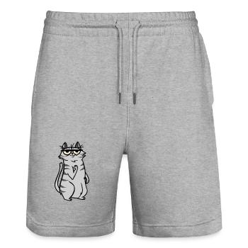 Cat Cats - Stanley/Stella Trainer Unisex Organic Jogging Shorts - heather grey - Front - Nik (191cm) & Marisol (170cm)