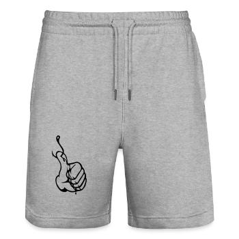 Angler Thumbs up Nokidding Logo - Short de jogging bio TRAINER Stanley/Stella unisexe - gris chiné - Devant - Nik (191cm) & Marisol (170cm)