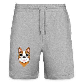 Welsh Corgi Pembroke Head Dog Dog Owner - Stanley/Stella Trainer Unisex Organic Jogging Shorts - heather grey - Front - Nik (191cm) & Marisol (170cm)