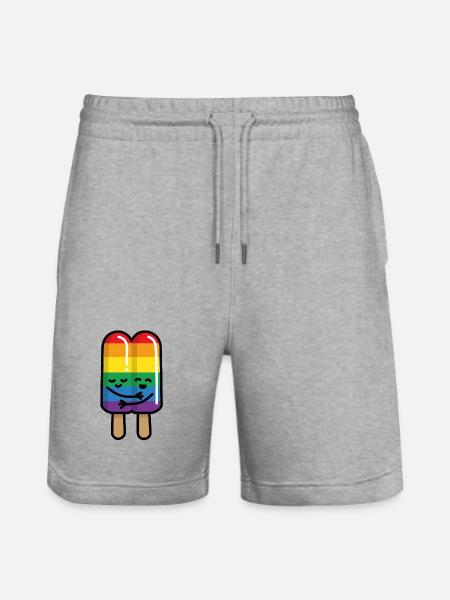 Gelato Gay Coppia Arcobaleno Bandiera LGBT Gay Pride - Pantaloncini da jogger ecologici unisex Trainer di Stanley/Stella - grigio melange