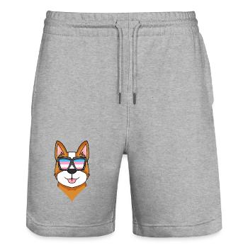 Transgenre gallois Corgi Pembroke Chien - Short de jogging bio TRAINER Stanley/Stella unisexe - gris chiné - Devant - Nik (191cm) & Marisol (170cm)