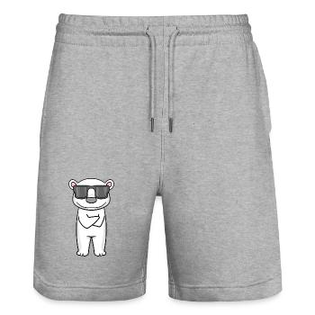 cool polar bear with sunglasses - Stanley/Stella Trainer Unisex Organic Jogging Shorts - heather grey - Front - Nik (191cm) & Marisol (170cm)