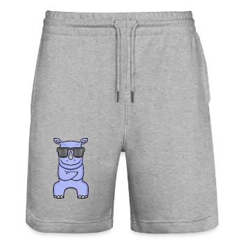 cool rhino - rhino with sunglasses - Stanley/Stella Trainer Unisex Organic Jogging Shorts - heather grey - Front - Nik (191cm) & Marisol (170cm)