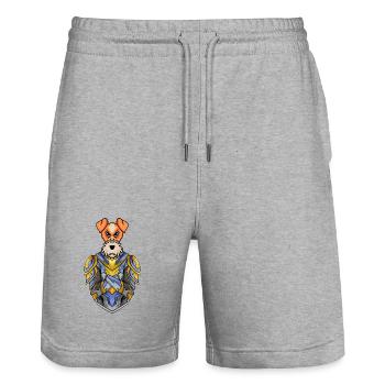 Knight Dog Dog Breed Fox Terrier with Armor - Stanley/Stella Trainer Unisex Organic Jogging Shorts - heather grey - Front - Nik (191cm) & Marisol (170cm)