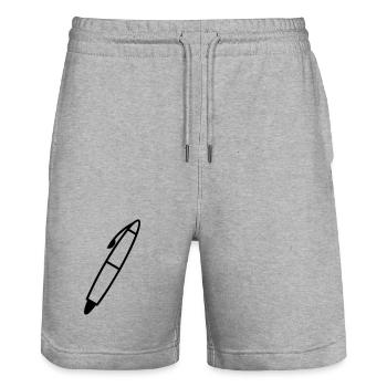 Schreiben Stift Schattenfigur transparent - Stanley/Stella Unisex Bio Joggingshorts Trainer  - Grau meliert - Vorne - Nik (191cm) & Marisol (170cm)