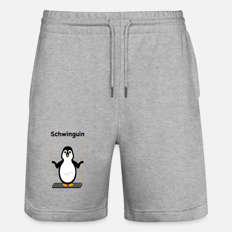 Schwinguin - Pinguin auf Schaukel - Stanley/Stella Unisex Bio Joggingshorts Trainer  - Grau meliert