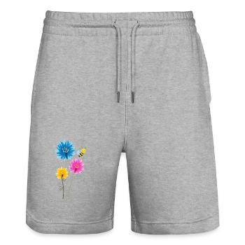 Fleurs colorées avec des abeilles - mode printanière pour enfants - Short de jogging bio TRAINER Stanley/Stella unisexe - gris chiné - Devant - Nik (191cm) & Marisol (170cm)