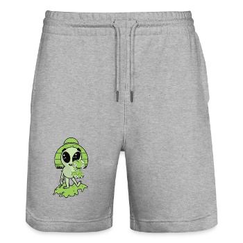Alien mit Voodoo Puppe - Stanley/Stella Unisex Bio Joggingshorts Trainer  - Grau meliert - Vorne - Nik (191cm) & Marisol (170cm)