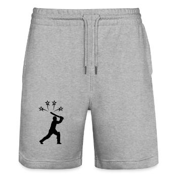 Cricket vier Sterne - Stanley/Stella Unisex Bio Joggingshorts Trainer  - Grau meliert - Vorne - Nik (191cm) & Marisol (170cm)
