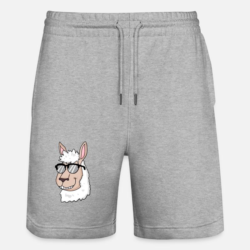 cooles Lama mit Sonnenbrille - Stanley/Stella Unisex Bio Joggingshorts Trainer  - Grau meliert