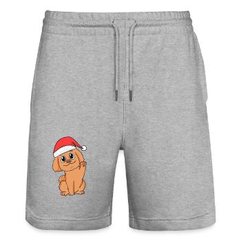Pudel Hund Tier Weihnachten - Stanley/Stella Unisex Bio Joggingshorts Trainer  - Grau meliert - Vorne - Nik (191cm) & Marisol (170cm)
