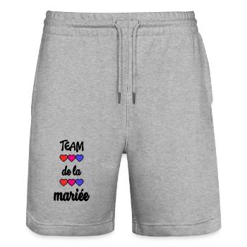 EVJF. MARIEE. TEAM. TEAM MARIEE. FUTURE MARIEE - Short de jogging bio TRAINER Stanley/Stella unisexe - gris chiné - Devant - Nik (191cm) & Marisol (170cm)