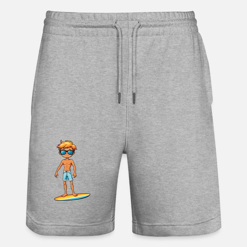 Cooler junger Surfer Dude Boy - Stanley/Stella Unisex Bio Joggingshorts Trainer  - Grau meliert