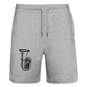 Tuba Zeichnung - Stanley/Stella Unisex Bio Joggingshorts Trainer  - Grau meliert - Vorne - Nik (191cm) & Marisol (170cm)