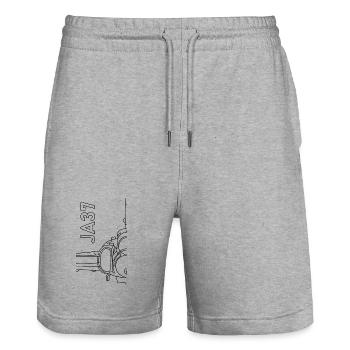 ja37 viggen - Stanley/Stella Trainer Unisex Organic Jogging Shorts - heather grey - Front - Nik (191cm) & Marisol (170cm)