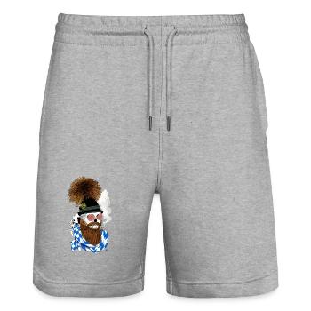 Bayern-Skull avec chapeau, lunettes et barbe - Short de jogging bio TRAINER Stanley/Stella unisexe - gris chiné - Devant - Nik (191cm) & Marisol (170cm)