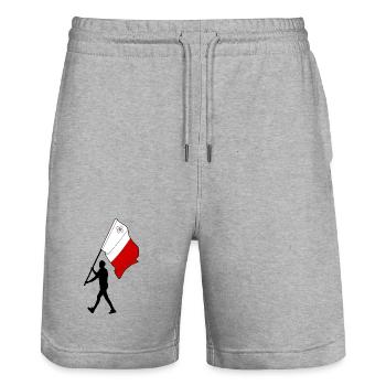Flagge Malta Mann zu Fuß - Stanley/Stella Unisex Bio Joggingshorts Trainer  - Grau meliert - Vorne - Nik (191cm) & Marisol (170cm)