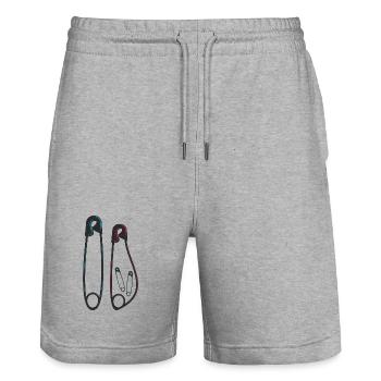 Annonce de grossesse Gémeaux Bébés Parents - Short de jogging bio TRAINER Stanley/Stella unisexe - gris chiné - Devant - Nik (191cm) & Marisol (170cm)
