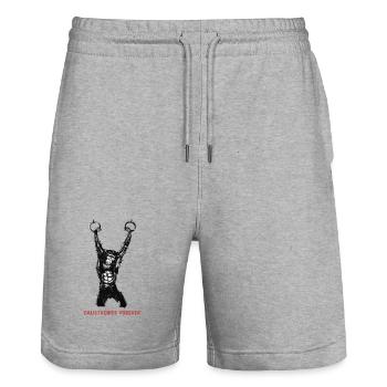 Calisthenics Evolution - Anneaux de gymnastique - Short de jogging bio TRAINER Stanley/Stella unisexe - gris chiné - Devant - Nik (191cm) & Marisol (170cm)