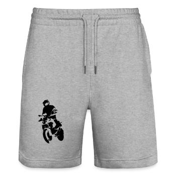 Bikershirt1300vektor - Stanley/Stella Unisex Bio Joggingshorts Trainer  - Grau meliert - Vorne - Nik (191cm) & Marisol (170cm)