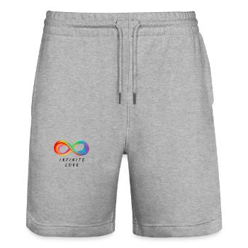 Infinite Love - Colorful Infinity Sign - Stanley/Stella Trainer Unisex Organic Jogging Shorts - heather grey - Front - Nik (191cm) & Marisol (170cm)