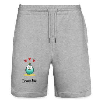 DAD. FATHER'S DAY. HAPPY FATHER'S DAY. HAPPY BIRTHDAY. - Stanley/Stella Trainer Unisex Organic Jogging Shorts - heather grey - Front - Nik (191cm) & Marisol (170cm)